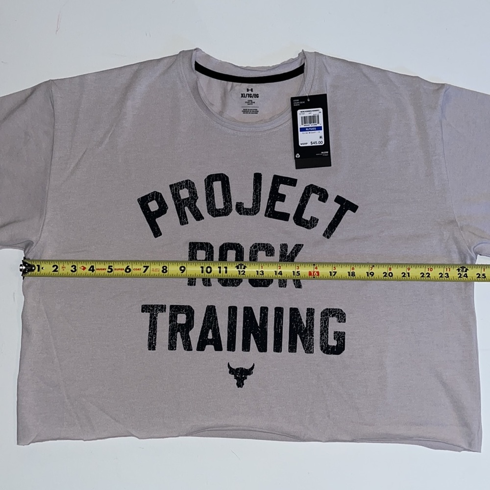 XL Under Armour Project Rock Training Cutoff Shirt mens gray NWT $45 - Picture 5 of 9